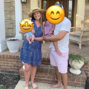 Navy Polka Dot Button-Down Dress